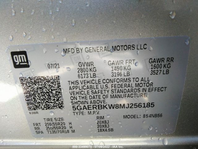 Photo 8 VIN: 5GAERBKW8MJ256185 - BUICK ENCLAVE 