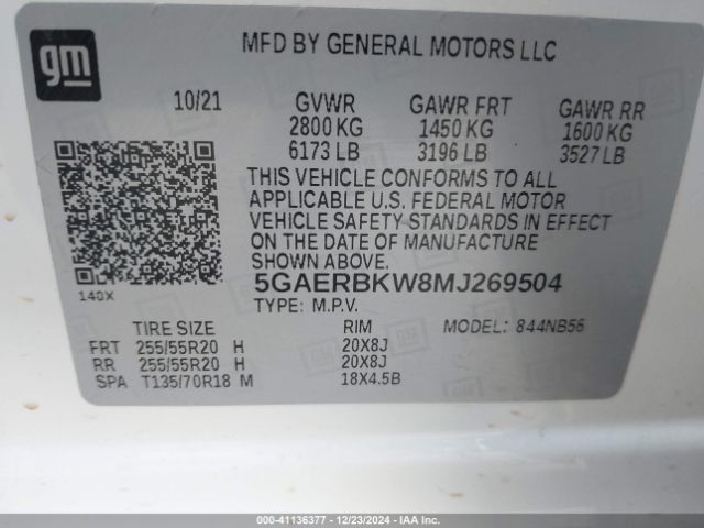 Photo 8 VIN: 5GAERBKW8MJ269504 - BUICK ENCLAVE 