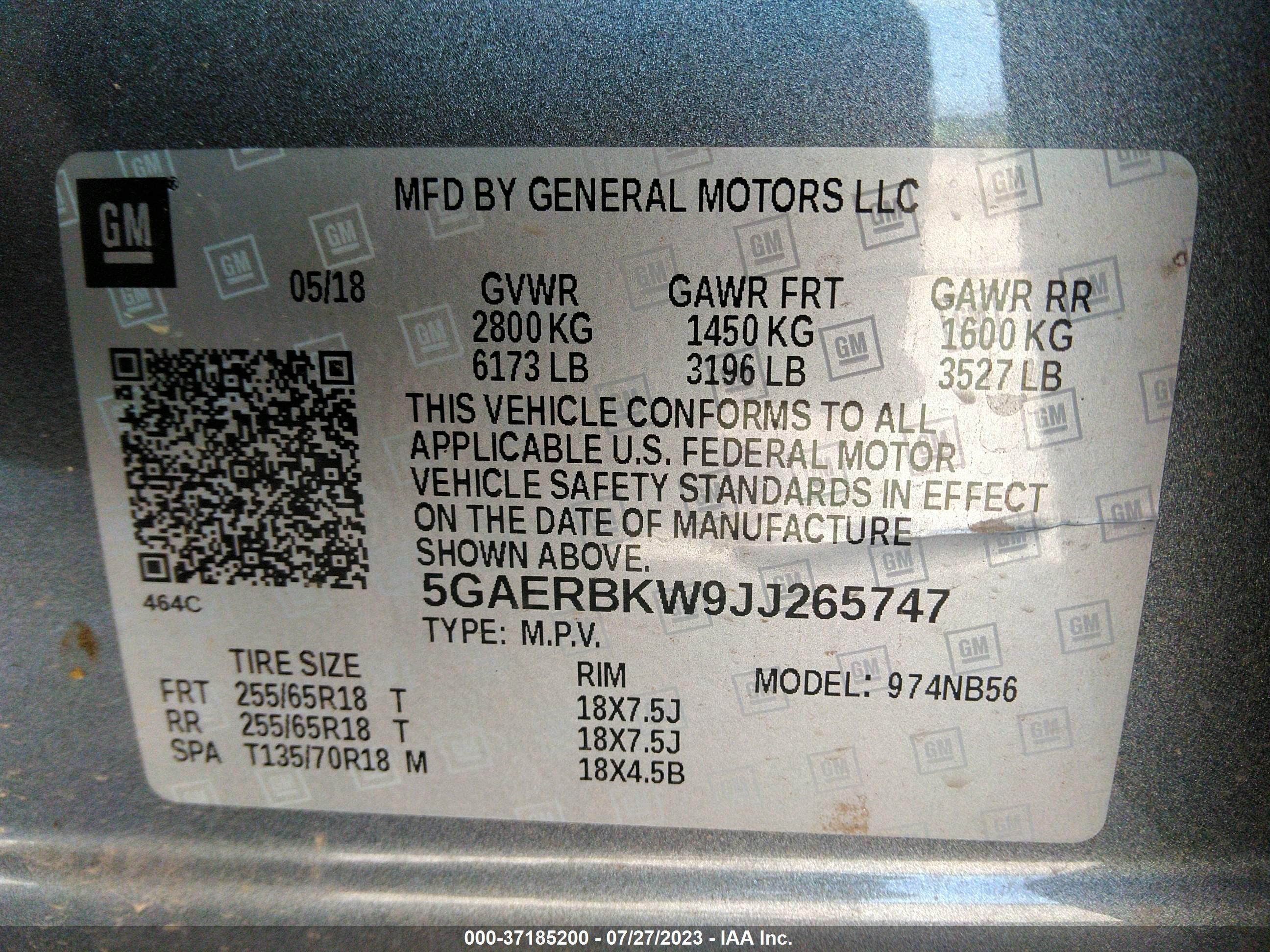 Photo 8 VIN: 5GAERBKW9JJ265747 - BUICK ENCLAVE 