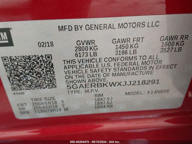 Photo 8 VIN: 5GAERBKWXJJ218291 - BUICK ENCLAVE 