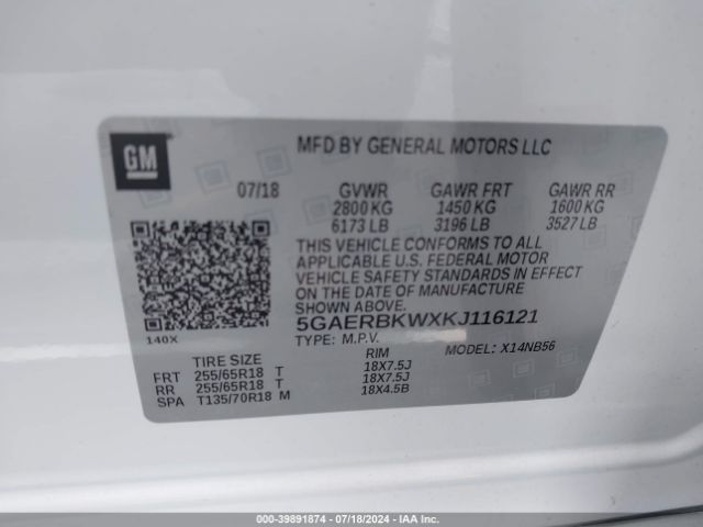 Photo 8 VIN: 5GAERBKWXKJ116121 - BUICK ENCLAVE 