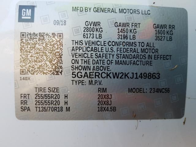 Photo 9 VIN: 5GAERCKW2KJ149863 - BUICK ENCLAVE PR 