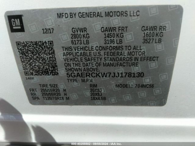 Photo 8 VIN: 5GAERCKW7JJ178130 - BUICK ENCLAVE 