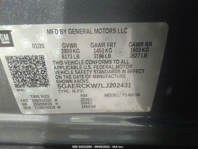 Photo 8 VIN: 5GAERCKW7LJ202431 - BUICK ENCLAVE 