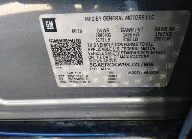 Photo 8 VIN: 5GAERCKW9KJ317806 - BUICK ENCLAVE 