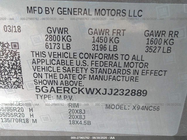 Photo 8 VIN: 5GAERCKWXJJ232889 - BUICK ENCLAVE 