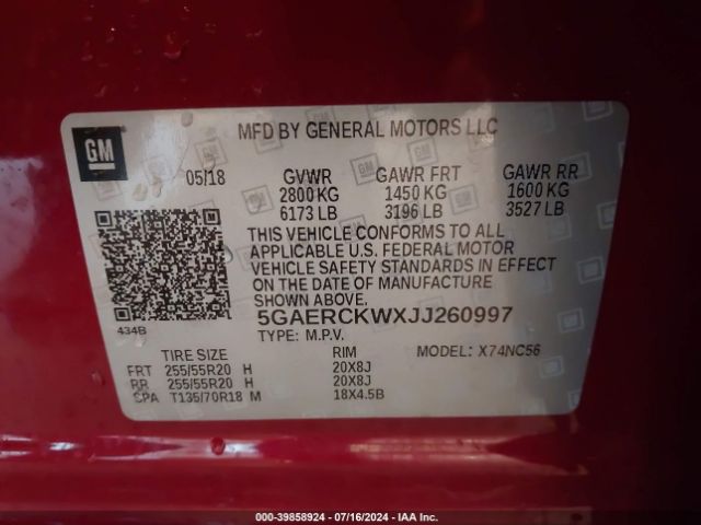 Photo 8 VIN: 5GAERCKWXJJ260997 - BUICK ENCLAVE 