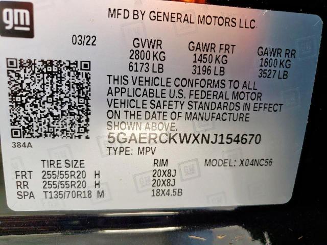 Photo 9 VIN: 5GAERCKWXNJ154670 - BUICK ENCLAVE PR 