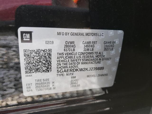 Photo 9 VIN: 5GAERDKW2KJ239889 - BUICK ENCLAVE AV 