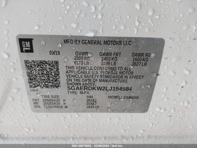 Photo 8 VIN: 5GAERDKW2LJ154584 - BUICK ENCLAVE 