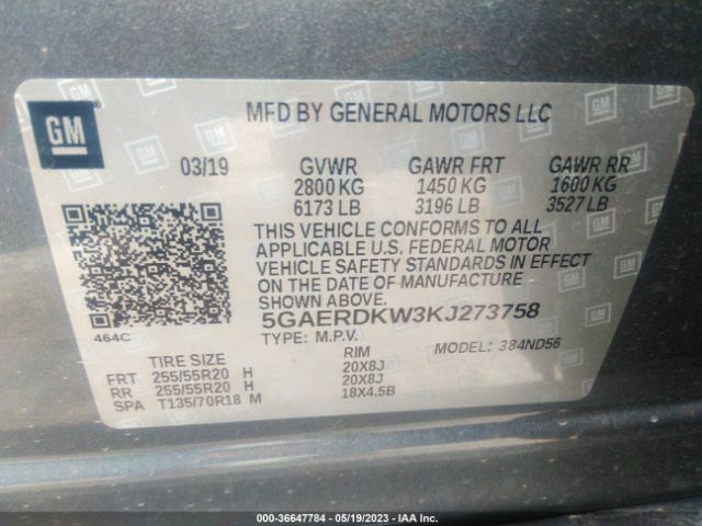 Photo 8 VIN: 5GAERDKW3KJ273758 - BUICK ENCLAVE 