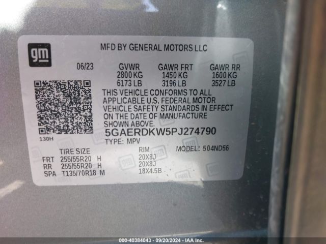 Photo 8 VIN: 5GAERDKW5PJ274790 - BUICK ENCLAVE 