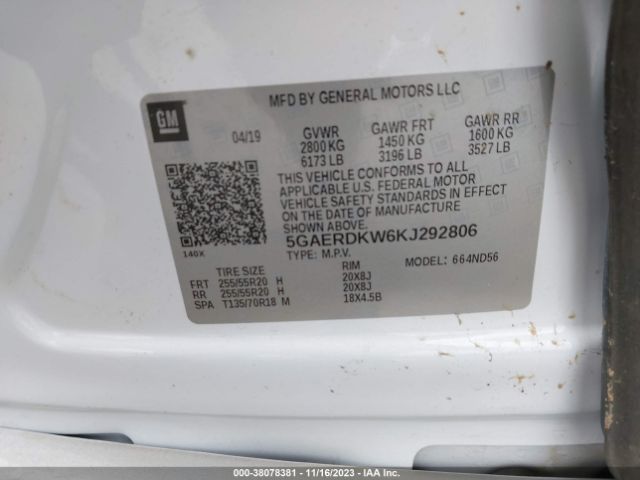 Photo 8 VIN: 5GAERDKW6KJ292806 - BUICK ENCLAVE 