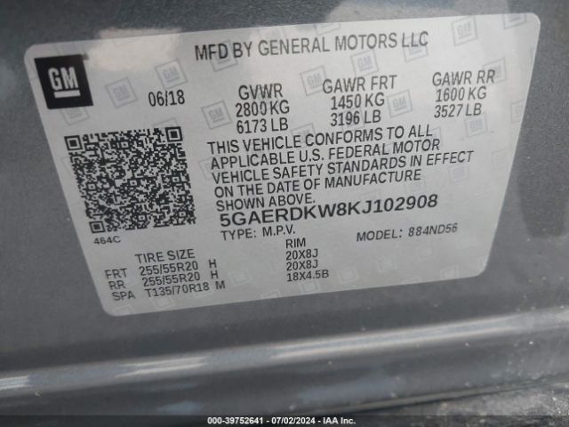 Photo 8 VIN: 5GAERDKW8KJ102908 - BUICK ENCLAVE 