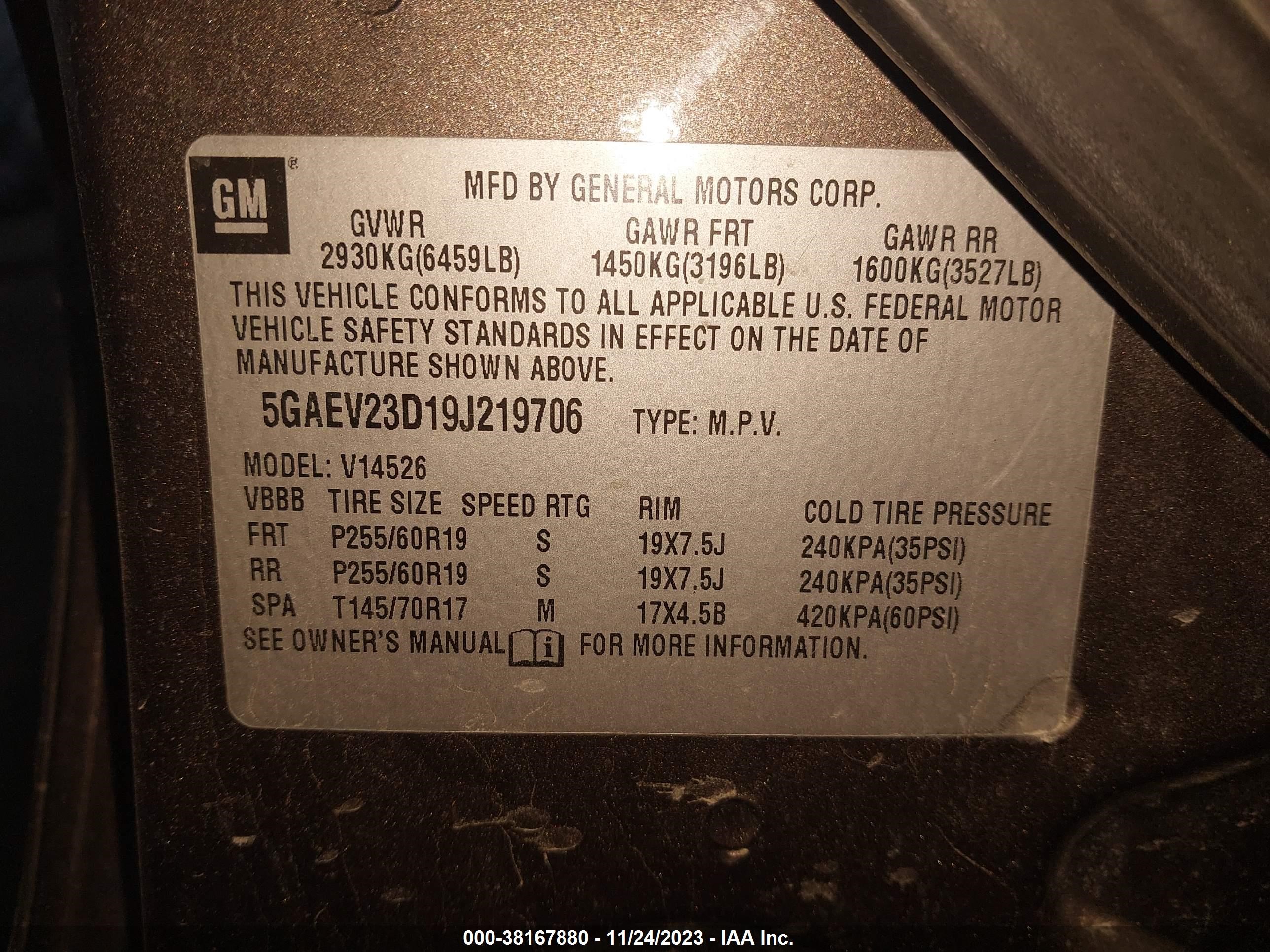 Photo 8 VIN: 5GAEV23D19J219706 - BUICK ENCLAVE 