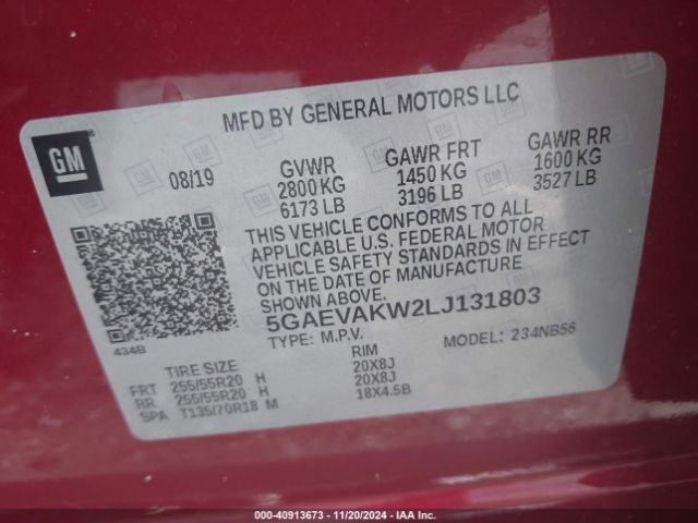 Photo 8 VIN: 5GAEVAKW2LJ131803 - BUICK ENCLAVE 