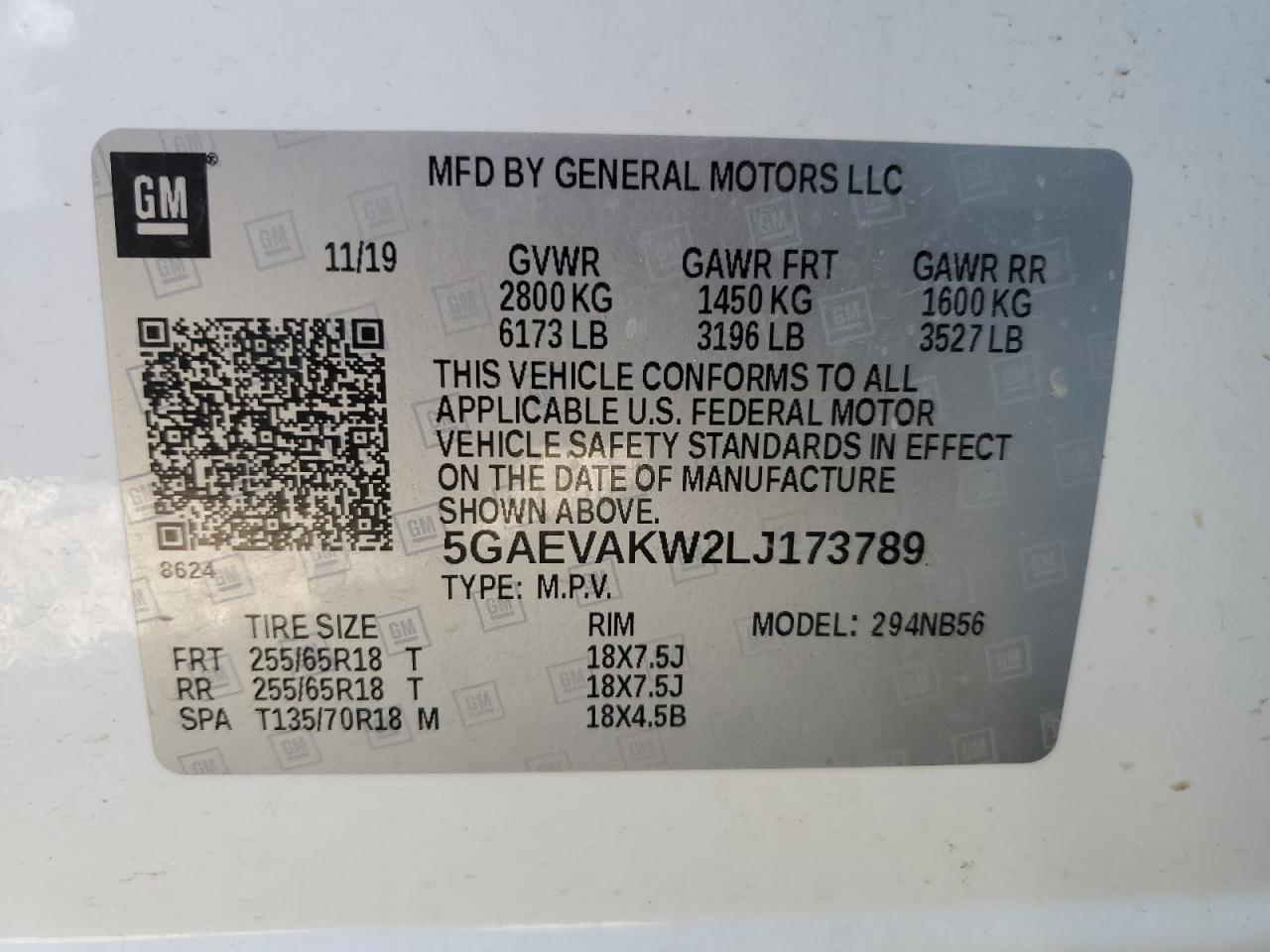 Photo 12 VIN: 5GAEVAKW2LJ173789 - BUICK ENCLAVE 