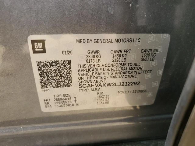 Photo 12 VIN: 5GAEVAKW3LJ212292 - BUICK ENCLAVE ES 