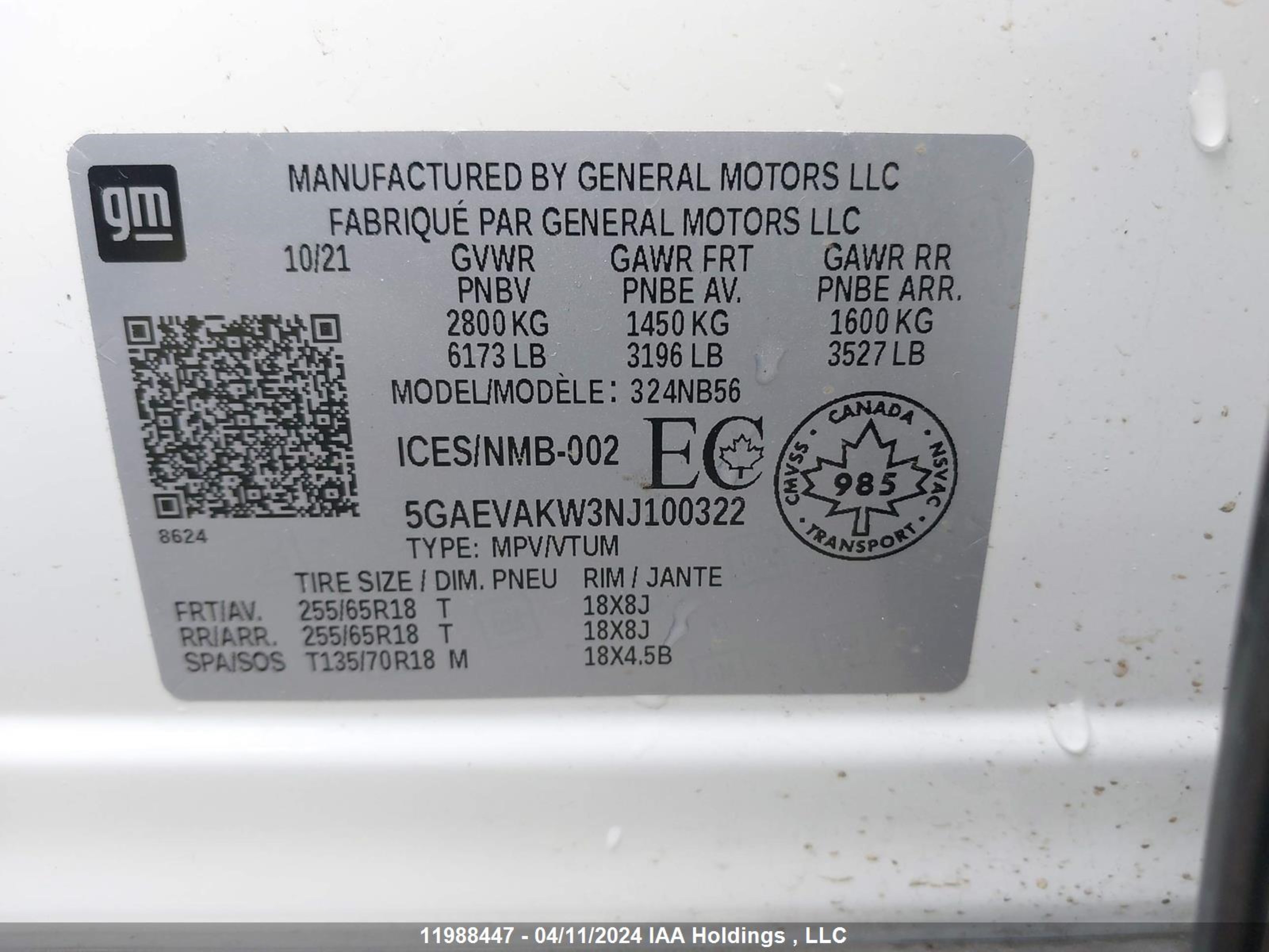 Photo 8 VIN: 5GAEVAKW3NJ100322 - BUICK ENCLAVE 