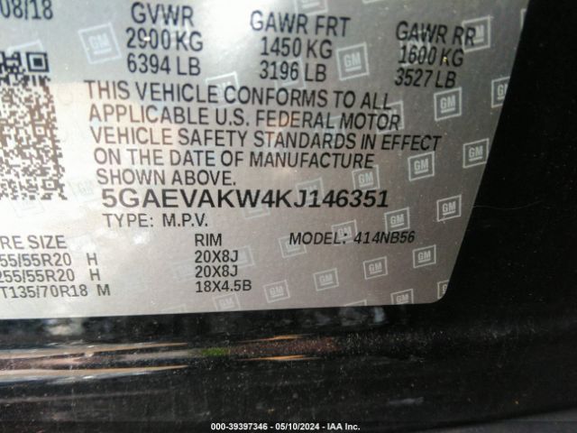 Photo 8 VIN: 5GAEVAKW4KJ146351 - BUICK ENCLAVE 