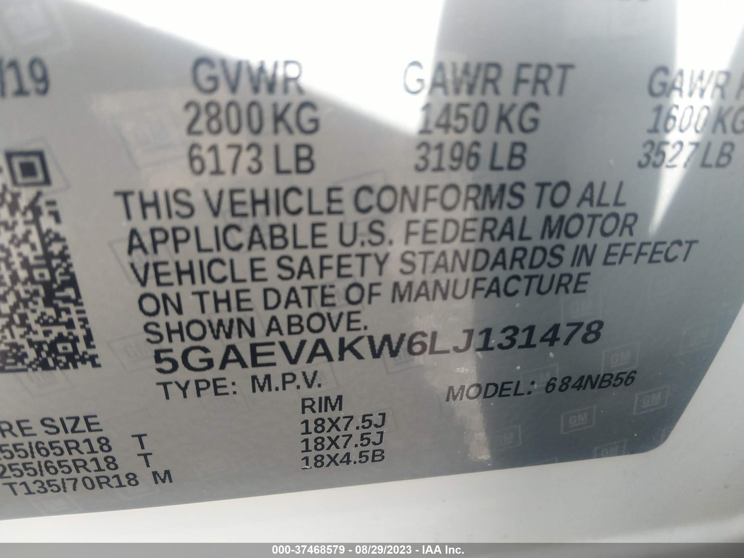 Photo 8 VIN: 5GAEVAKW6LJ131478 - BUICK ENCLAVE 