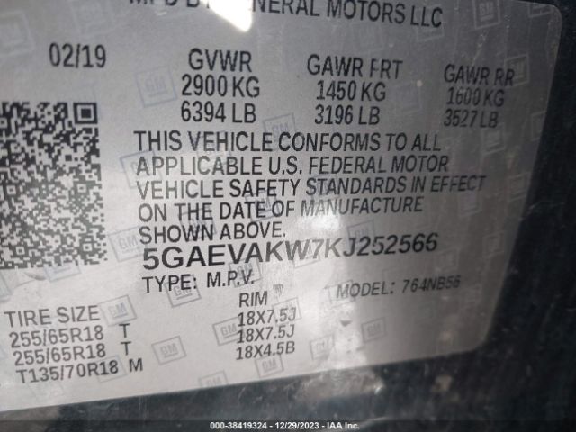 Photo 8 VIN: 5GAEVAKW7KJ252566 - BUICK ENCLAVE 