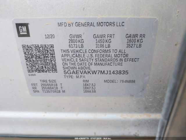 Photo 8 VIN: 5GAEVAKW7MJ143835 - BUICK ENCLAVE 
