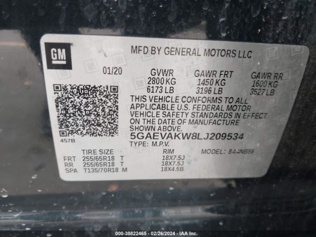 Photo 8 VIN: 5GAEVAKW8LJ209534 - BUICK ENCLAVE 