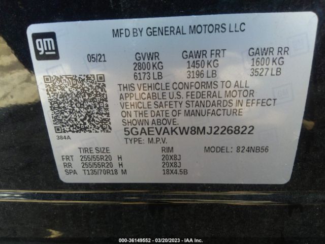 Photo 8 VIN: 5GAEVAKW8MJ226822 - BUICK ENCLAVE 