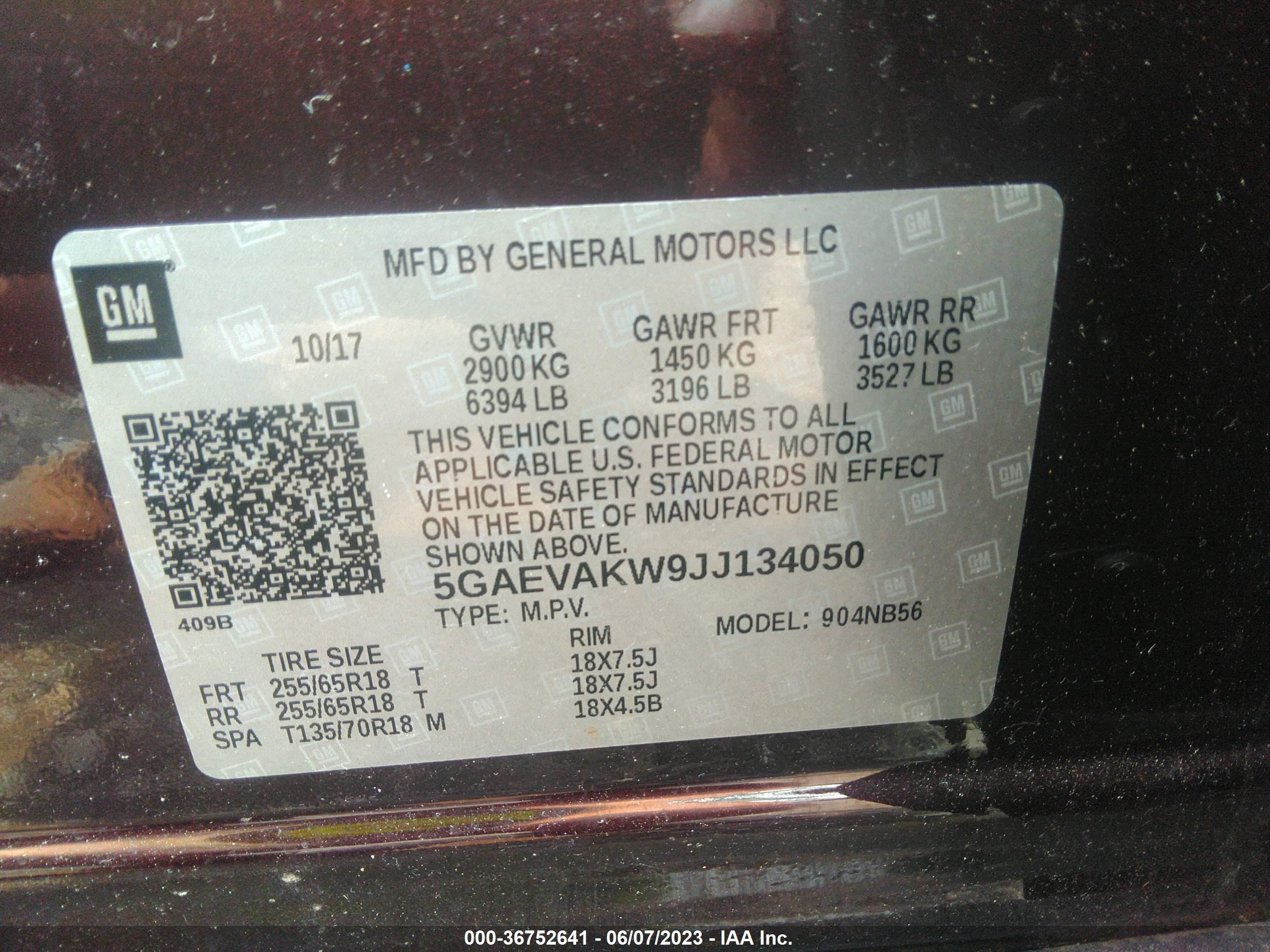 Photo 8 VIN: 5GAEVAKW9JJ134050 - BUICK ENCLAVE 