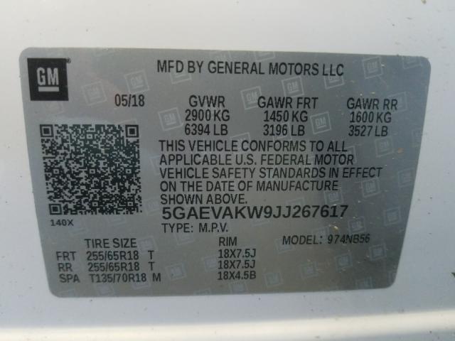 Photo 9 VIN: 5GAEVAKW9JJ267617 - BUICK ENCLAVE ES 