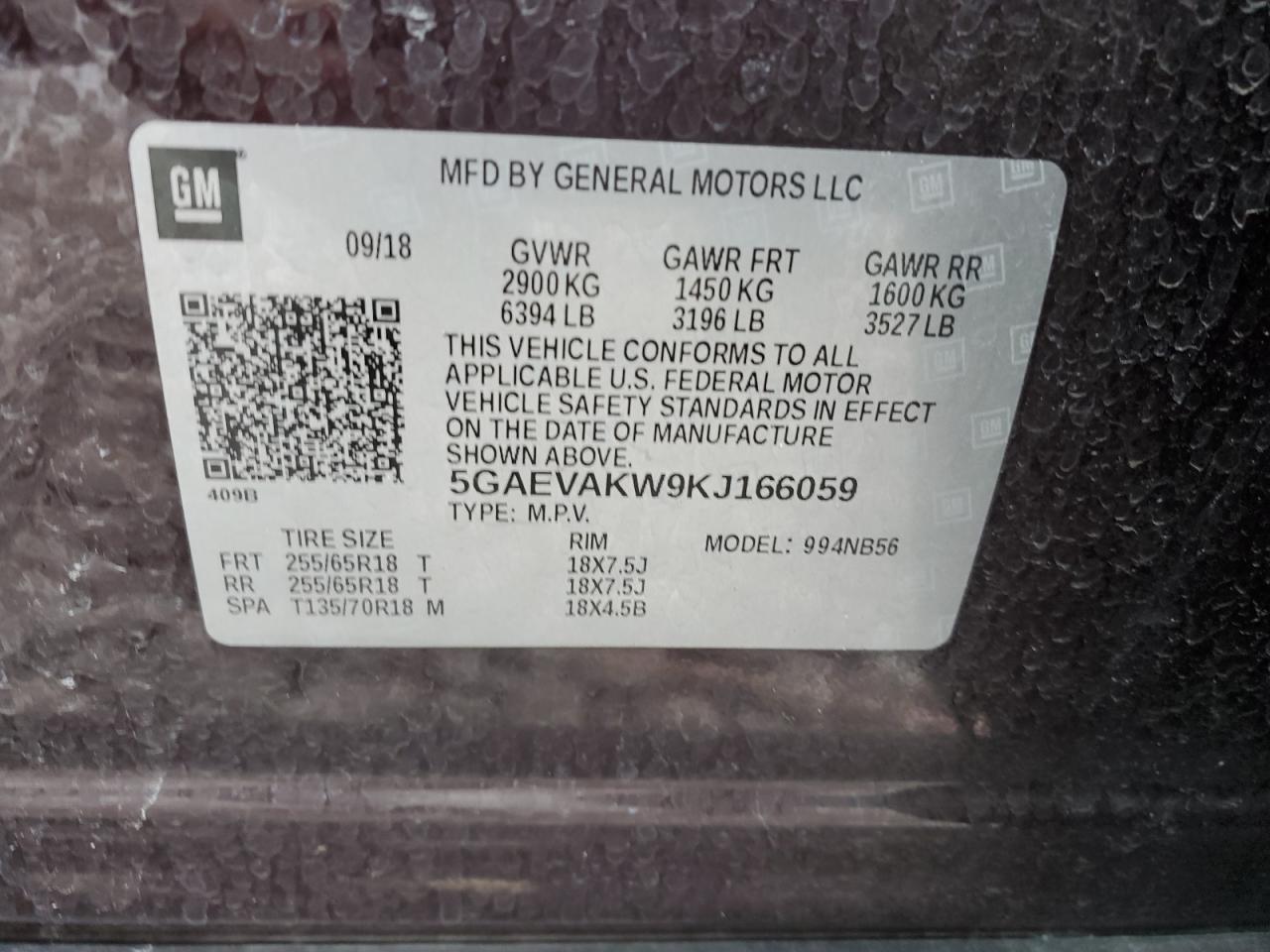 Photo 12 VIN: 5GAEVAKW9KJ166059 - BUICK ENCLAVE 