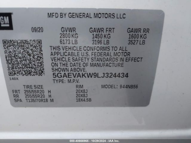 Photo 8 VIN: 5GAEVAKW9LJ324434 - BUICK ENCLAVE 