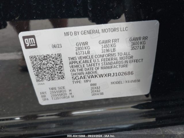 Photo 8 VIN: 5GAEVAKWXRJ102686 - BUICK ENCLAVE 