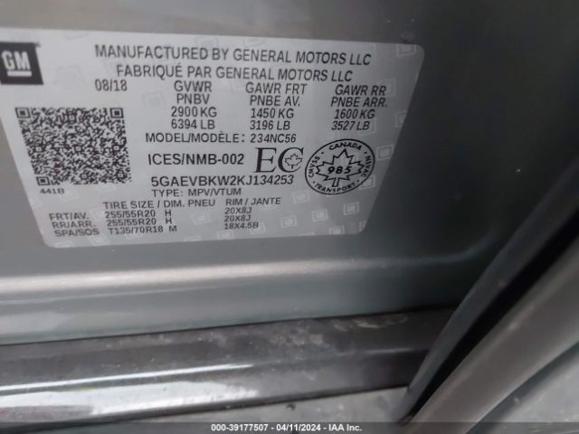 Photo 8 VIN: 5GAEVBKW2KJ134253 - BUICK ENCLAVE 