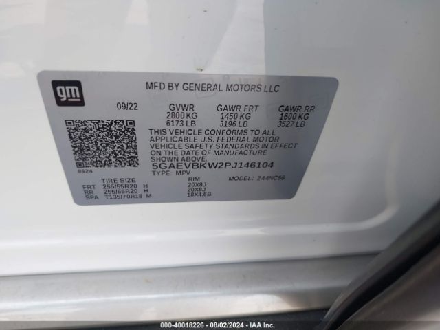 Photo 8 VIN: 5GAEVBKW2PJ146104 - BUICK ENCLAVE 