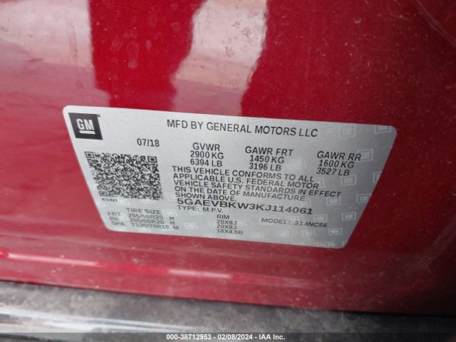 Photo 8 VIN: 5GAEVBKW3KJ114061 - BUICK ENCLAVE 