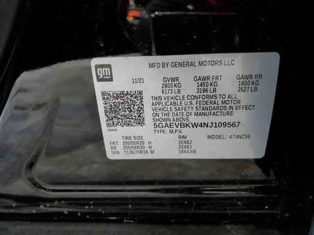 Photo 13 VIN: 5GAEVBKW4NJ109567 - BUICK ENCLAVE PR 