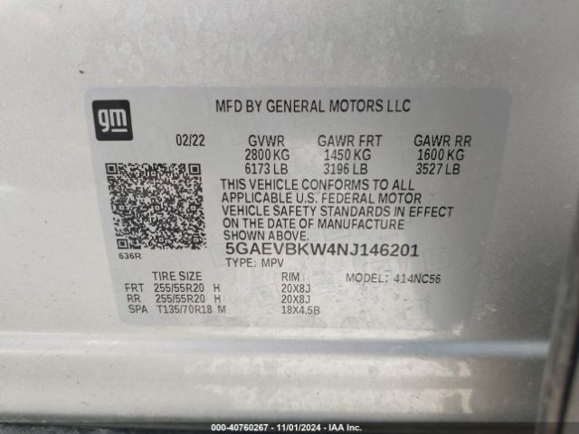 Photo 8 VIN: 5GAEVBKW4NJ146201 - BUICK ENCLAVE 