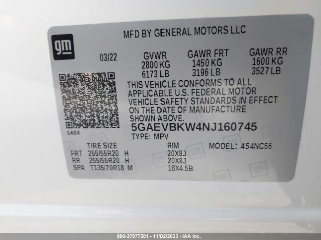 Photo 8 VIN: 5GAEVBKW4NJ160745 - BUICK ENCLAVE 