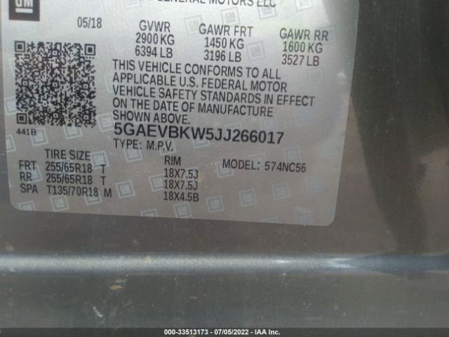 Photo 8 VIN: 5GAEVBKW5JJ266017 - BUICK ENCLAVE 