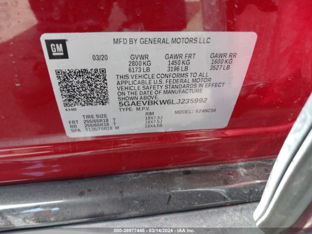 Photo 8 VIN: 5GAEVBKW6LJ235992 - BUICK ENCLAVE 