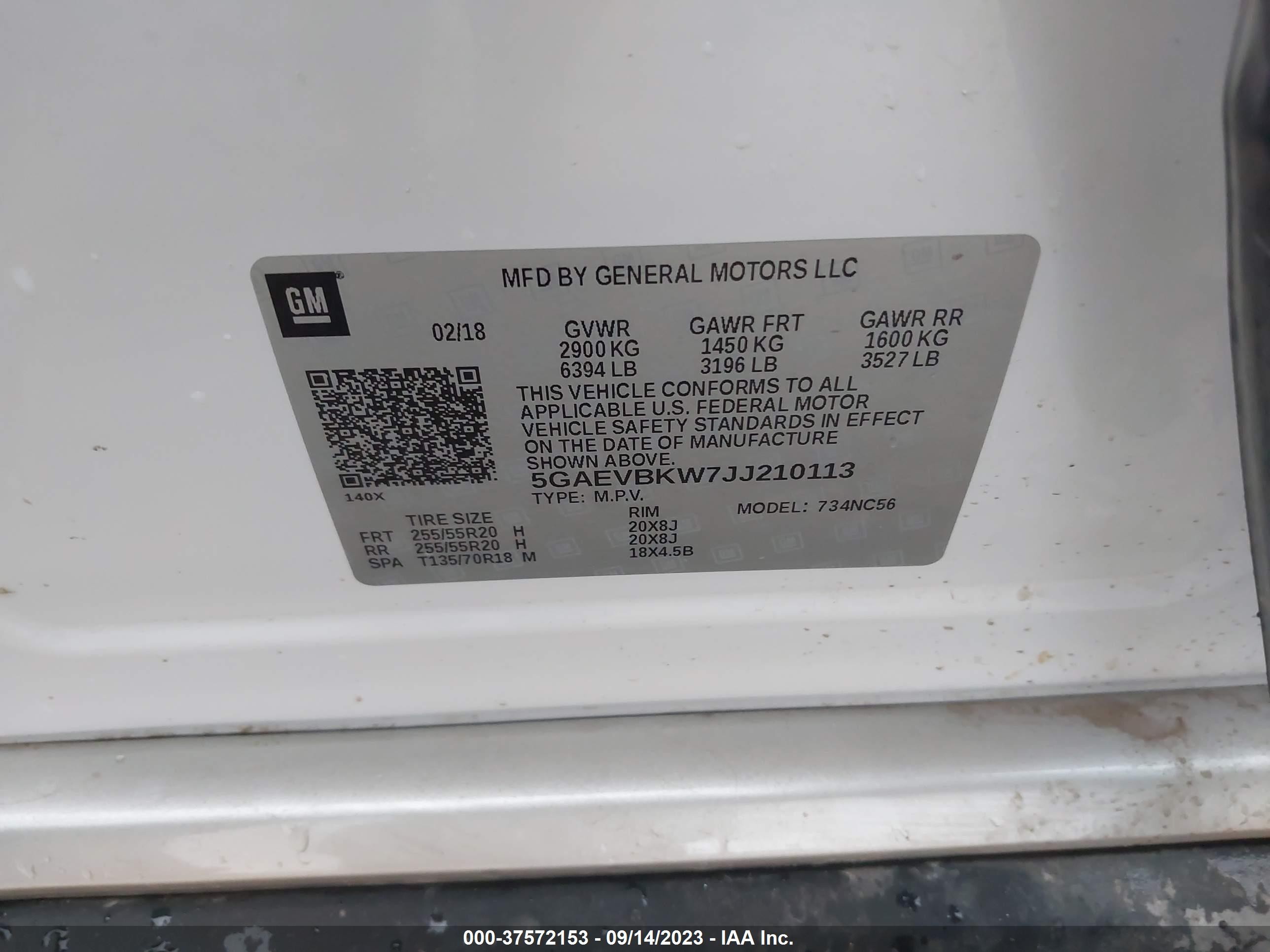 Photo 8 VIN: 5GAEVBKW7JJ210113 - BUICK ENCLAVE 