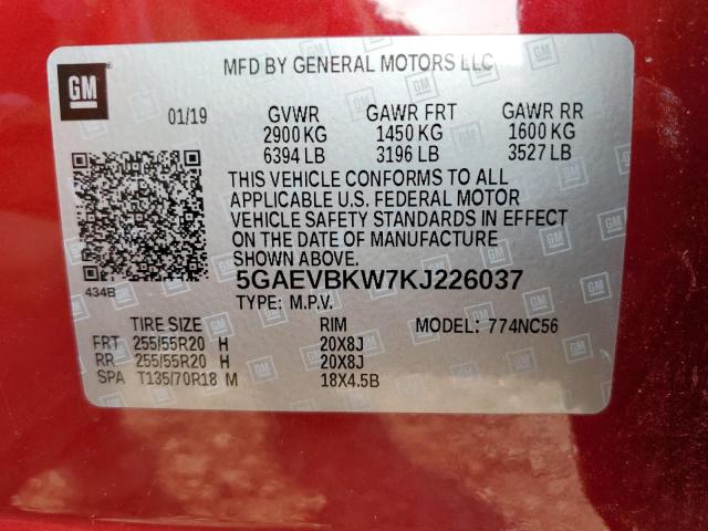 Photo 13 VIN: 5GAEVBKW7KJ226037 - BUICK ENCLAVE PR 