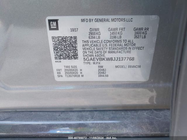 Photo 8 VIN: 5GAEVBKW8JJ137768 - BUICK ENCLAVE 