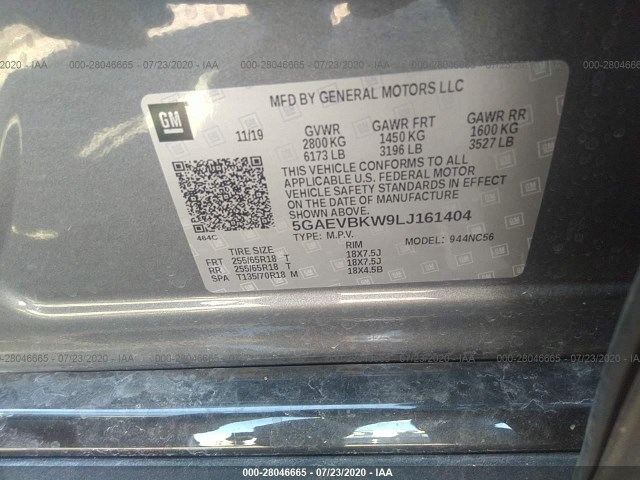 Photo 8 VIN: 5GAEVBKW9LJ161404 - BUICK ENCLAVE 