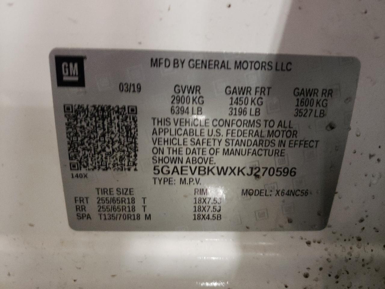 Photo 12 VIN: 5GAEVBKWXKJ270596 - BUICK ENCLAVE 