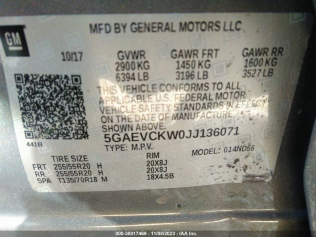 Photo 8 VIN: 5GAEVCKW0JJ136071 - BUICK ENCLAVE 