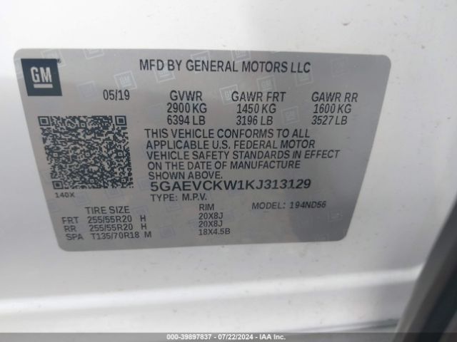 Photo 8 VIN: 5GAEVCKW1KJ313129 - BUICK ENCLAVE 