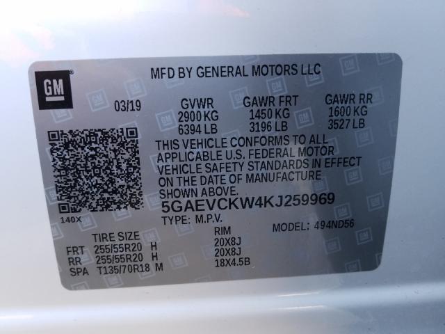 Photo 9 VIN: 5GAEVCKW4KJ259969 - BUICK ENCLAVE AV 